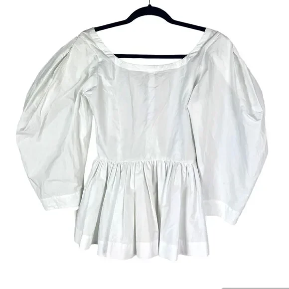 NWT Isa Arfen ‘Vera’ Peplum Cotton Puff Sleeve Top